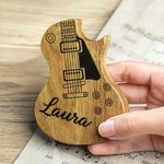 Pics de Guitare en Bois avec Étui de Rangement Médiator Personnalisé avec Photo Texte Cadeau pour Joueur de Guitare Musicien Cadeau d'Anniversaire