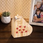 Personalised Wooden Heart Candle Holder with Family Tree Pattern