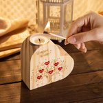 Personalised Wooden Heart Candle Holder with Family Tree Pattern
