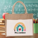 Personalisierte Lehrer Jute Tragetasche mit Namen für Lehrer Wertschätzung Geschenk