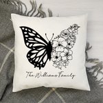 Personalized Half Butterfly Half Birth Flower Cushion Throw Pillow Cover Gift for Mom or Grandma