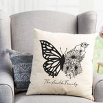 Personalized Half Butterfly Half Birth Flower Cushion Throw Pillow Cover Gift for Mom or Grandma