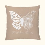 Personalized Half Butterfly Half Birth Flower Cushion Throw Pillow Cover Gift for Mom or Grandma