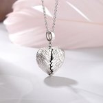 Personalised Photo Heart Locket Angel Wings Necklace with Engraved Text Memories Gift for Woman
