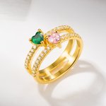 Anillo Personalizado Doble Corazón Piedras de Nacimiento Día de San Valentín Aniversario Cumpleaños Regalo