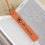 Personalized Birth Month Flower Bookmark Name Flower Bookmark Leather