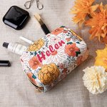 Personalised Bohemian Floral Pattern Leather Cosmetic Bag