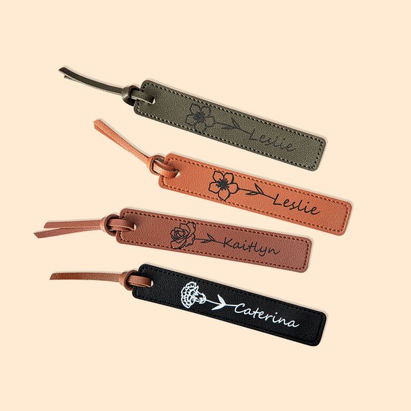 Birth Month Flower Bookmark Leather