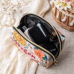 Personalised Bohemian Floral Pattern Leather Cosmetic Bag