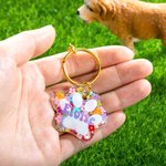Personalised Flowers Love Heart Pet Tag Dog Tag Cat Tag Resin Iridescent Sequins Pet ID