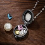 Personalized Vintage Gothic Carved Pearl Skull Locket Necklace with Text Halloween Day of the Dead Gift for Gothic Enthusiast