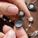 Personalized Vintage Gothic Carved Pearl Skull Locket Necklace with Text Halloween Day of the Dead Gift for Gothic Enthusiast