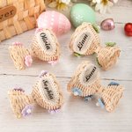 Personalised Plaited Rattan Easter Egg Cup with Flowers Egg Holder Easter Decoration