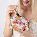 Personalised Bohemian Floral Pattern Leather Cosmetic Bag