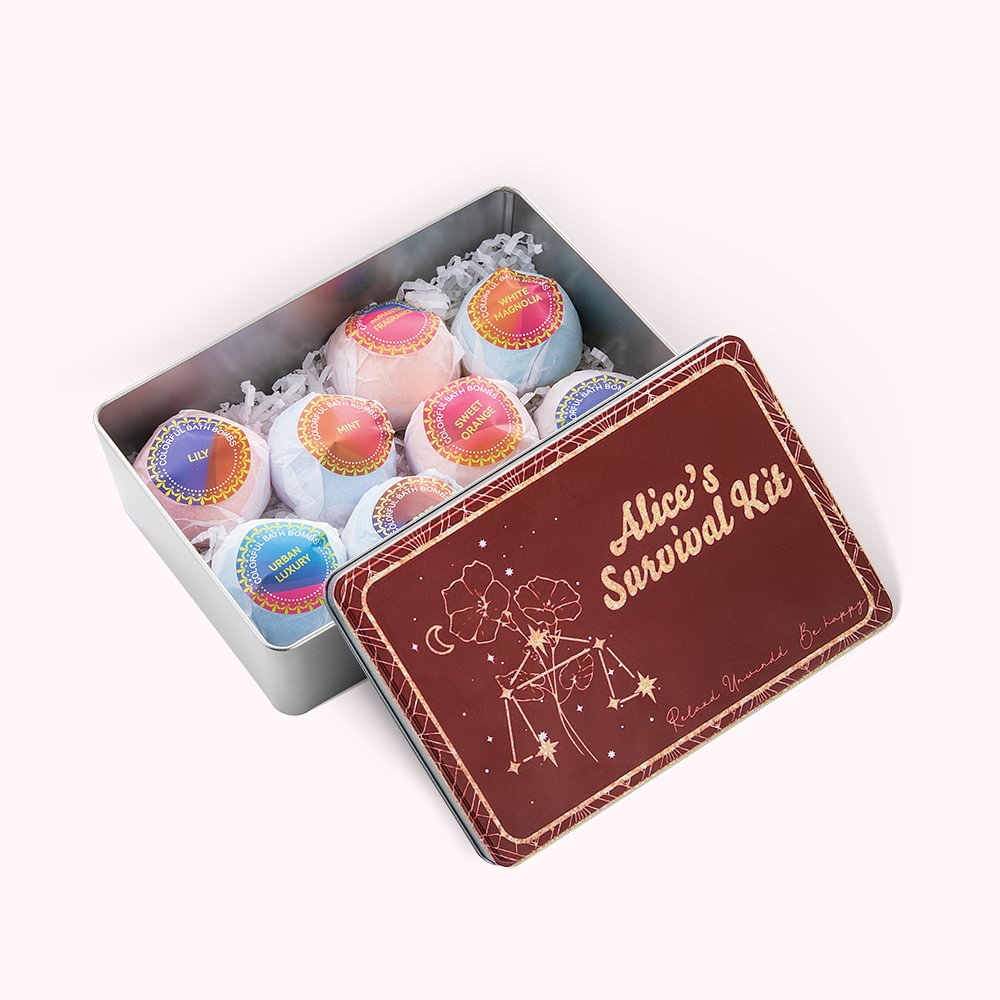 Coffret métal personnalisé avec fleur de naissance et signe du zodiaque Cadeau pour elle