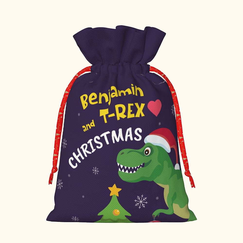Sac à Cordon Personnalisé avec Nom et Motif Dinosaure Licorne Véhicule Cadeau Noël pour Enfants