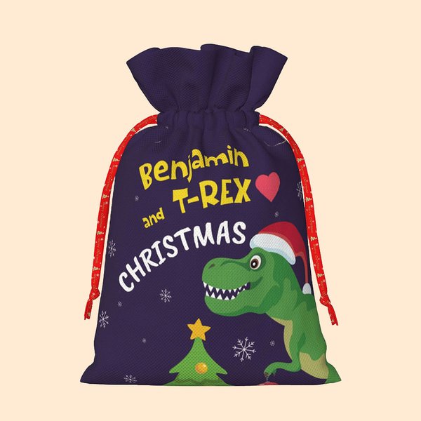 Personalizada de Navidad Vehículo de Construcción Dinosaurio Fantasía Unicornio Diseño Bolsa de regalo con cordón