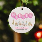 Personalizado Peter Rabbit Adorno de Cerámica Globo Nombre Nuevo Bebé Nacimiento Recuerdo Regalo para Bautizo Familia Pascua Navidad Decoración