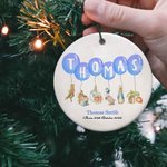 Personalizado Peter Rabbit Adorno de Cerámica Globo Nombre Nuevo Bebé Nacimiento Recuerdo Regalo para Bautizo Familia Pascua Navidad Decoración