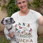 T-Shirt Sweatshirt Personnalisé avec 1-20 Papillons et Noms Cadeau Familial de Fête Anniversaire pour Grand-Mère