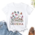 T-Shirt Sweatshirt Personnalisé avec 1-20 Papillons et Noms Cadeau Familial de Fête Anniversaire pour Grand-Mère