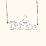 Gepersonaliseerde vleermuis heks pompoen spook gotische naam ketting Halloween Gift voor vrouwen meisjes