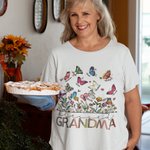 T-Shirt Sweatshirt Personnalisé avec 1-20 Papillons et Noms Cadeau Familial de Fête Anniversaire pour Grand-Mère