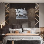 Personalizado jugador de béisbol con la bandera americana Metal Wall Art Home Decor