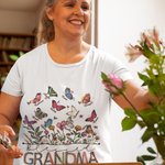 T-Shirt Sweatshirt Personnalisé avec 1-20 Papillons et Noms Cadeau Familial de Fête Anniversaire pour Grand-Mère