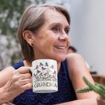 Personalized Birth Butterfly Grandma Garden 11oz Ceramic Mug with Names Mother's Day Birthday Gift for Mom Grandma