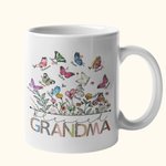 Personalized Birth Butterfly Grandma Garden 11oz Ceramic Mug with Names Mother's Day Birthday Gift for Mom Grandma