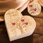 Personalised Wooden Heart Candle Holder with Family Tree Pattern
