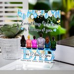 Plaque Décorative en Acrylique Ornement Personnalisé avec Dessin de 1-6 Personnages et Nom Cadeau Familial pour Maman Papa