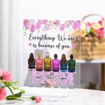 Plaque Décorative en Acrylique Ornement Personnalisé avec Dessin de 1-6 Personnages et Nom Cadeau Familial pour Maman Papa