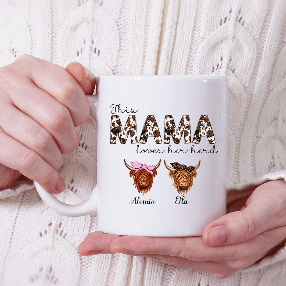 Discover This Mama Loves Her Herd Highland Cow Mug