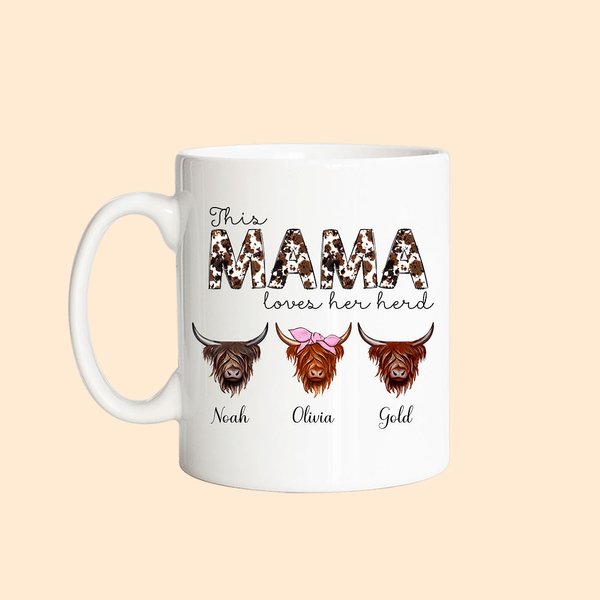 Personalisierte Diese Mama liebt ihre Herde Hochland Kuh Becher