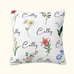 Personalized Bouquet Birth Flowers Throw Pillow Cover with Family Member Name Christmas Birthday Mother's Day Gift