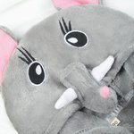 Peignoir à capuche en flanelle pour bébé avec nom brodé et éléphant personnalisé