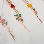 Personalized Double Layered Birth Flower Necklace with Birthstone for Birthday Mother's Day Gift