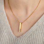 Personalisierte eingraviert 4 Seiten Bar Unisex Halskette für Geburtstag Jahrestag Valentinstag Geschenk