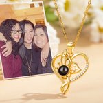 Personalisierte Herz Schmetterling Projektion Foto Halskette mit Ich liebe dich in 100 Sprache