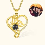 Personalisierte Herz Schmetterling Projektion Foto Halskette mit Ich liebe dich in 100 Sprache