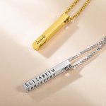 Personalisierte eingraviert 4 Seiten Bar Unisex Halskette für Geburtstag Jahrestag Valentinstag Geschenk