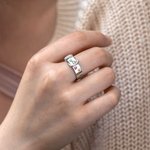 Personalized Name Text Memorial Ring with Paw Rainbow Puppy Collar Ring Loss of Pet Keepsake Pet Lover Gift