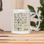Personalized Retro Library Date Due Card 11 oz Ceramic Mug Coaster with Name Birthday Book Club Gift for Bookworms Readers