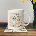 Personalized Retro Library Date Due Card 11 oz Ceramic Mug Coaster with Name Birthday Book Club Gift for Bookworms Readers