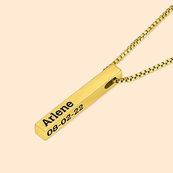 Henkilökohtainen kaiverrettu 4 Sides Bar Unisex kaulakoru syntymäpäivä vuosipäivä Ystävänpäivä lahja