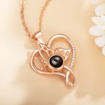 Personalisierte Herz Schmetterling Projektion Foto Halskette mit Ich liebe dich in 100 Sprache