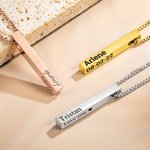 Personalisierte eingraviert 4 Seiten Bar Unisex Halskette für Geburtstag Jahrestag Valentinstag Geschenk