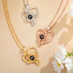 Personalisierte Herz Schmetterling Projektion Foto Halskette mit Ich liebe dich in 100 Sprache